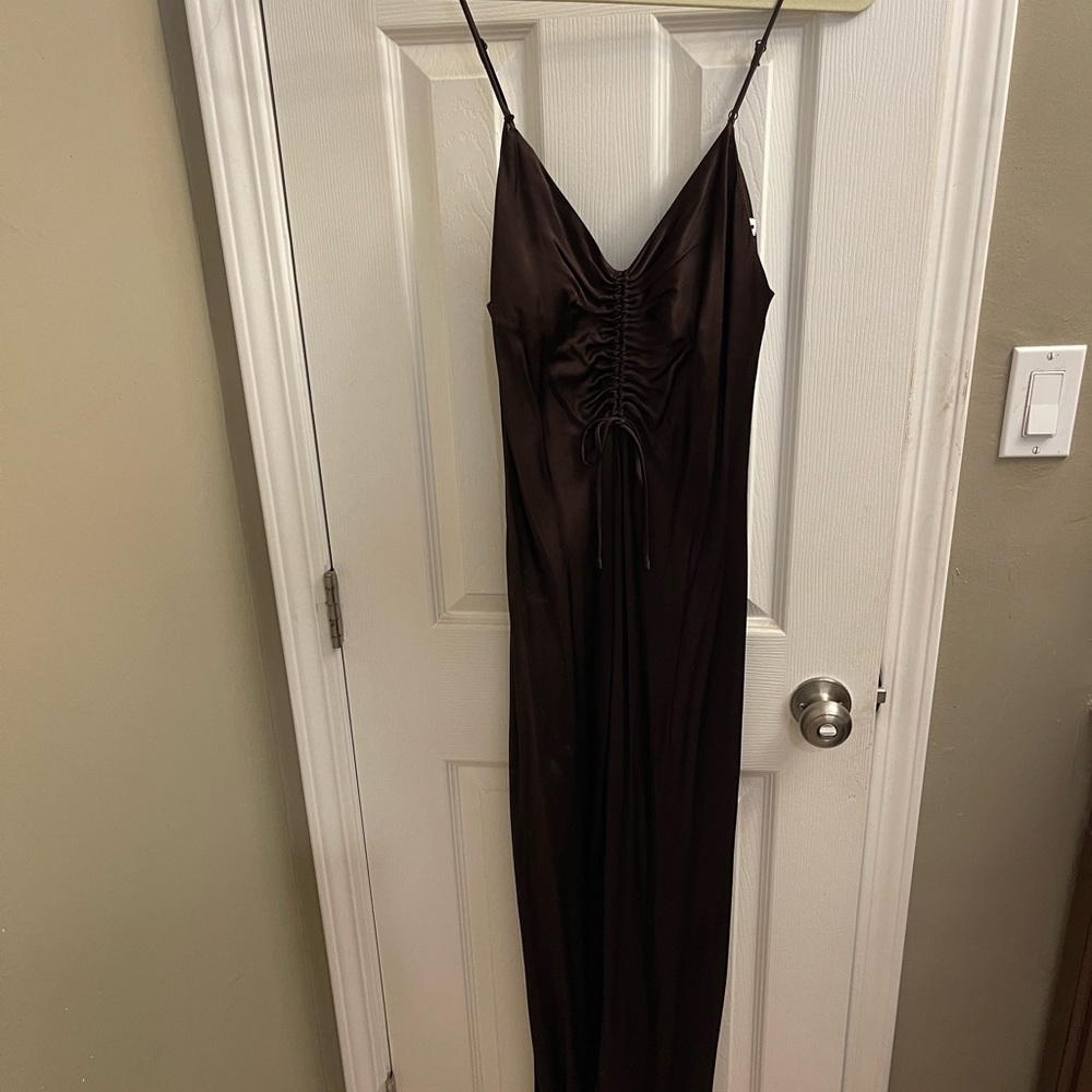 Zara Brown Slip Dress With Cinch Front Size: L